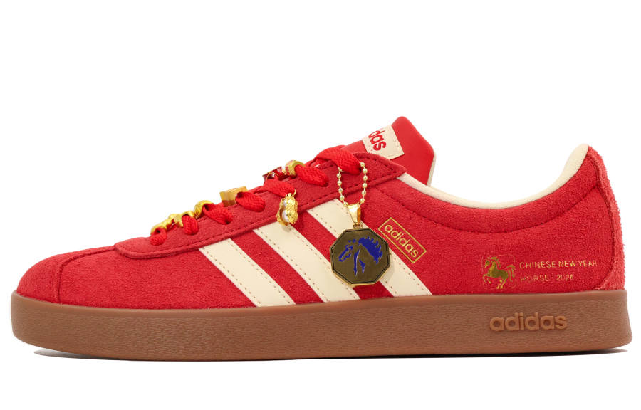 Adidas Adidas Vl Court Classic Slip Resistant Abrasion Resistant Low top Skateboard Shoes Unisex Red