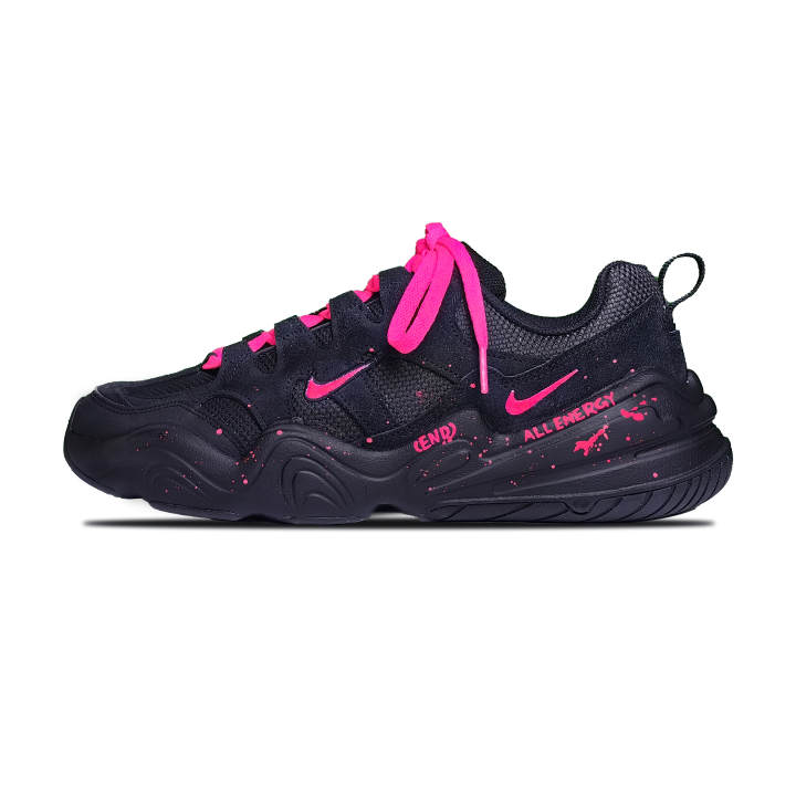 Nike Nike Tech Hera Cow Split Leather Abrasion Resistant Abrasion Resistant Low top Casual Shoes Unisex Black Pink