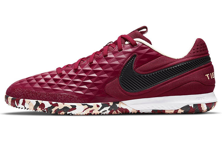 Nike Nike Tiempo Indoor Leather Cushioning Slip Resistant Abrasion Resistant Soccer Shoes Unisex Red
