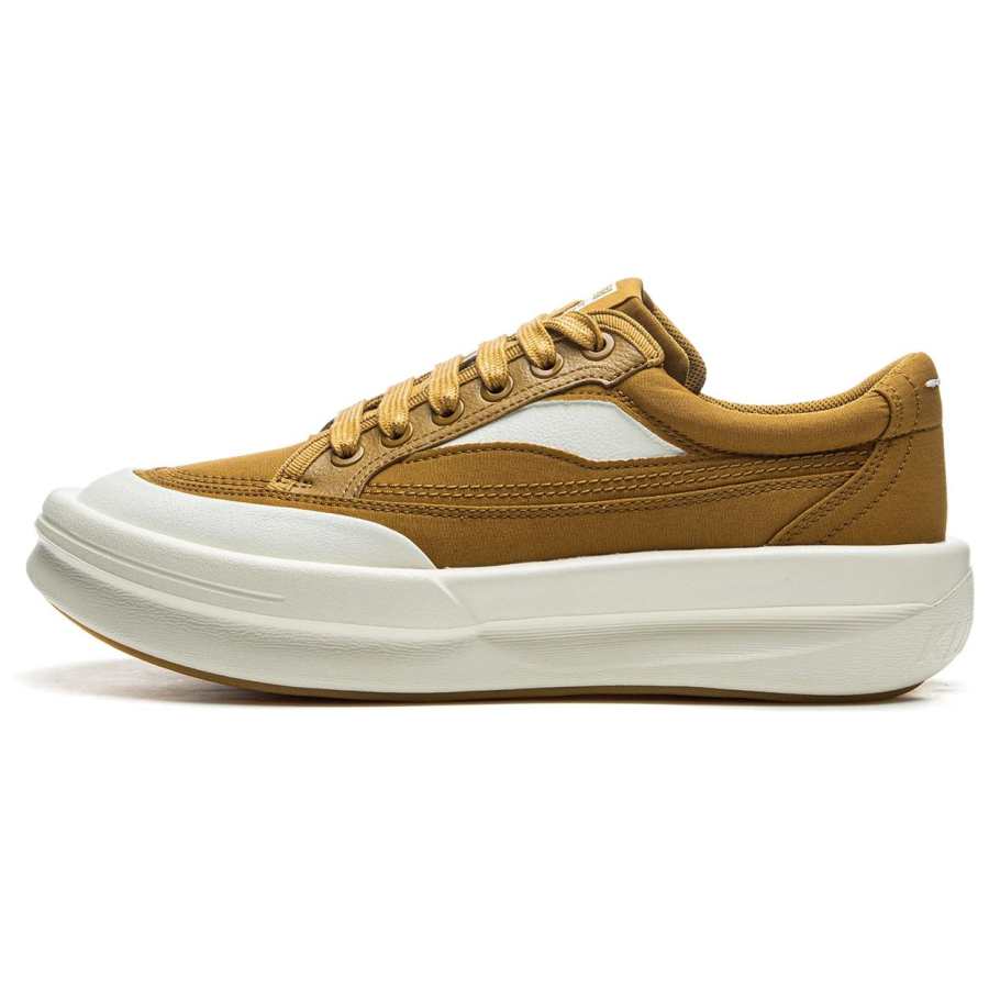 Li-Ning Li Ning Slip Resistant Abrasion Resistant Low top Casual Shoes Unisex Gold Brown