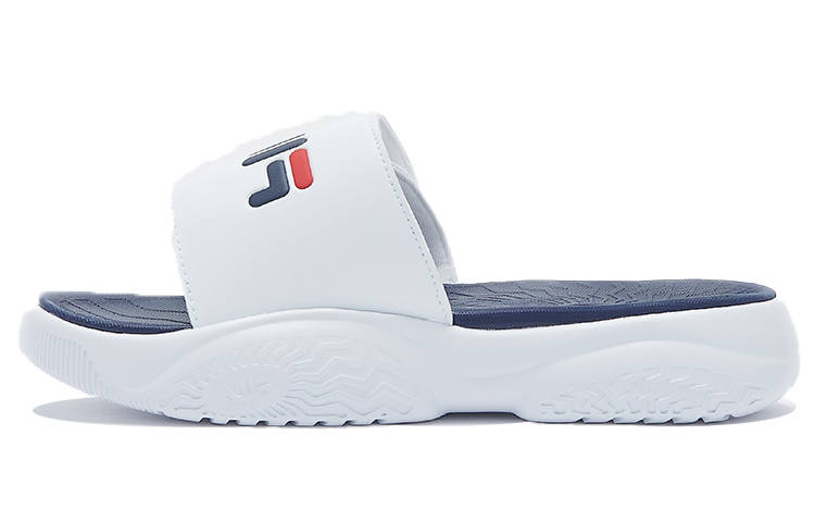 FILA Hook and loop Rubber Sole Slide Slippers Unisex White Blue Korean Style