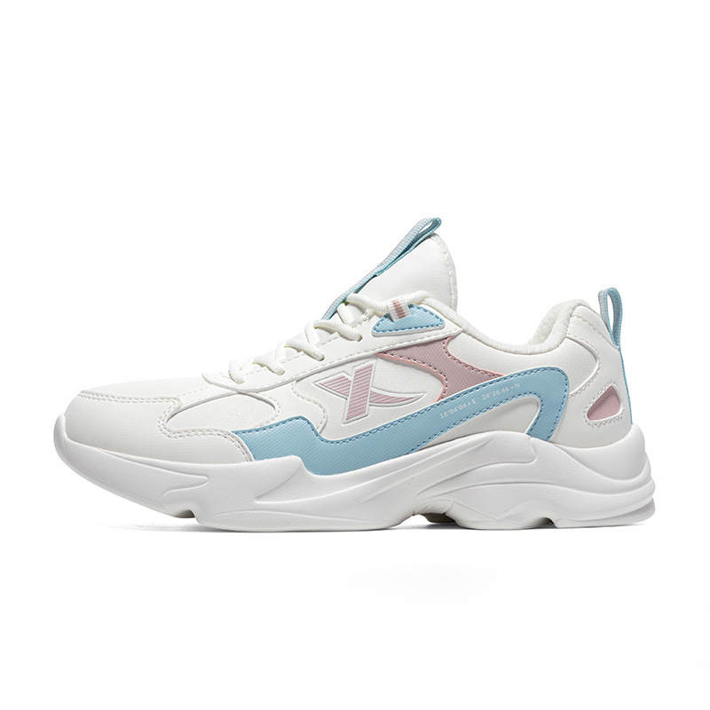 XTEP Cushioning Abrasion Resistant Thermal Low top Casual Shoes Women's White Blue Pink