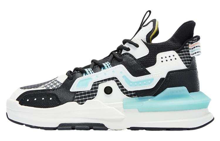 QIAODAN Slip Resistant Abrasion Resistant Mid top Sports Casual Shoes Men's Black Cyan