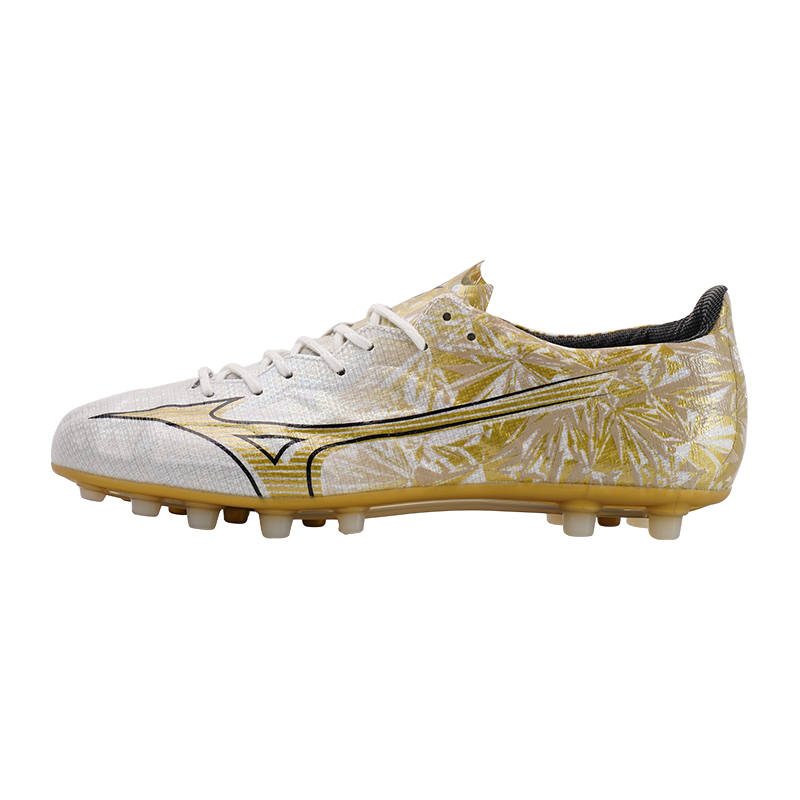 Mizuno AG Artificial Ground Artificial Turf Abrasion Resistant Slip Resistant Coverage Soccer Shoes Men's White Gold