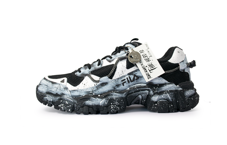 FILA FLUID V2 Black White Cosmos Low top Casual Shoes Unisex Black
