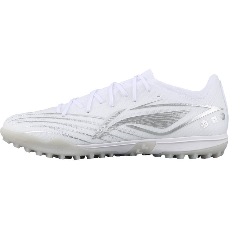Li-Ning Li Ning TF Turf Artificial Turf Slip Resistant Abrasion Resistant Soccer Shoes Men's White Silver