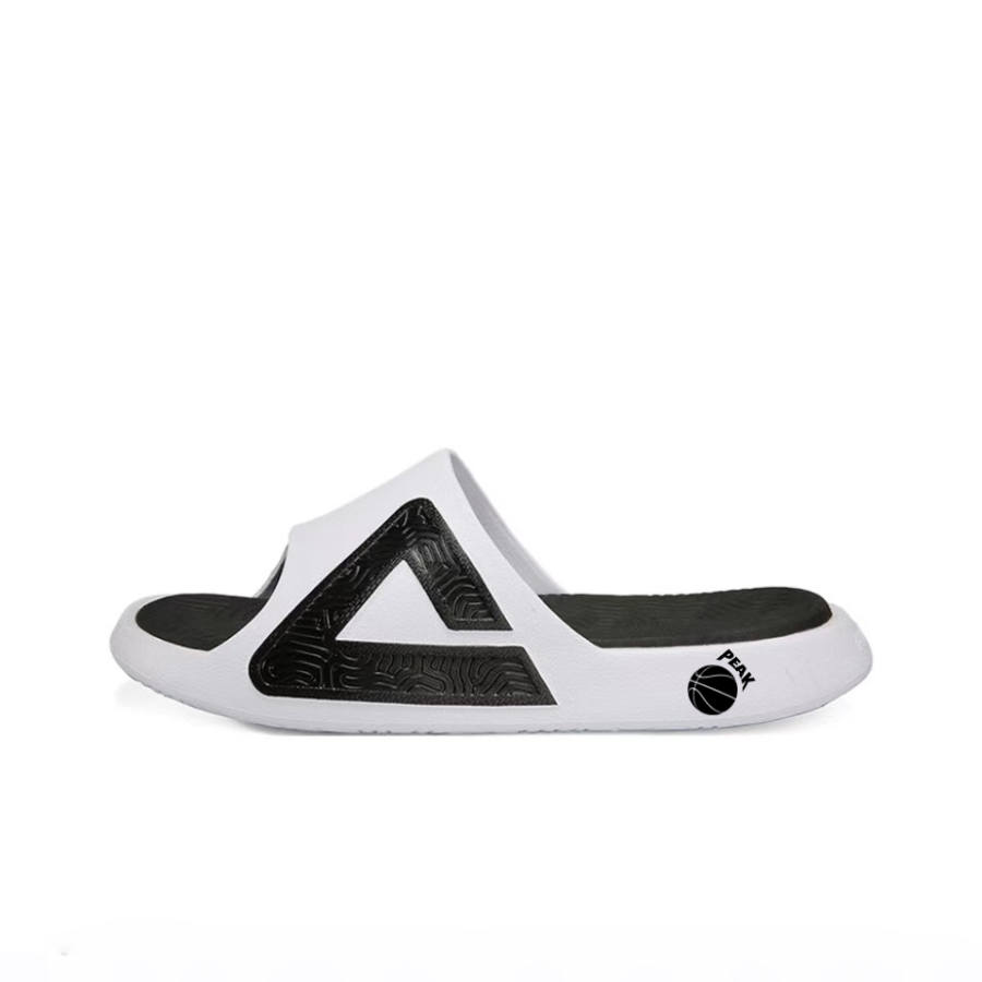 PEAK Tai Ji1.0 Slip Resistant Abrasion Resistant Slide Slippers Men's White Black