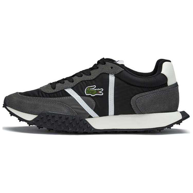 LACOSTE Textile, Split Cow Leather Slip Resistant Low top Casual Shoes Men's Black