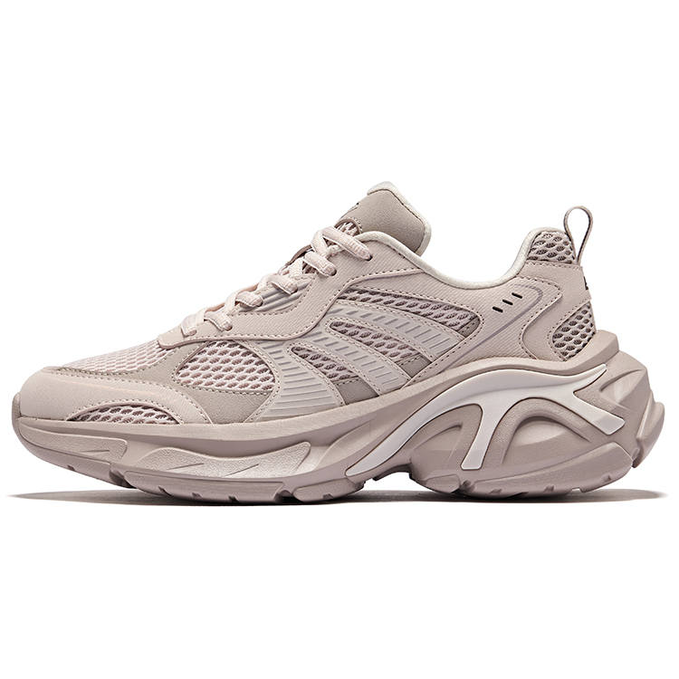 Erke Breathable Height Increasing Low top Casual Shoes Women's Painted Gray Pearl Milk Tea