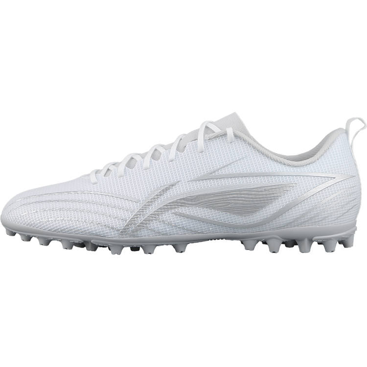 Li-Ning Li Ning MG Multi Ground Artificial Turf Slip Resistant Abrasion Resistant Soccer Shoes Men's White Silver