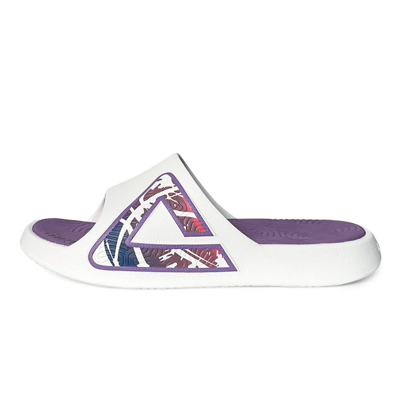 PEAK Tai Ji1.0 EVA Slip Resistant Abrasion Resistant Cushioning Slide Slippers Unisex White Purple