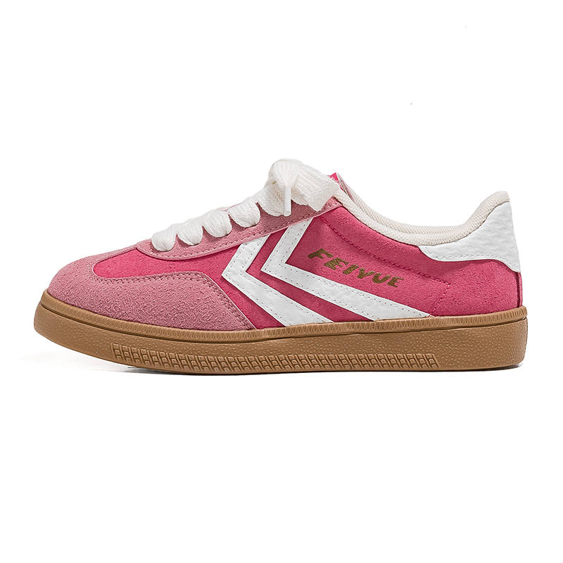 FEIYUE Abrasion-Resistant, Breathable, Lightweight Low-top Casual Shoes Women's Rose Red White