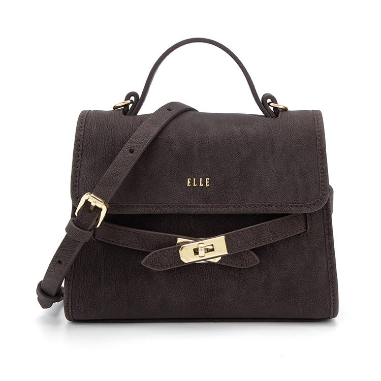 ELLE Cow Leather Handbag Small Women's Ebony Gray/Amber Brown/Cloud Dancer/Black/White