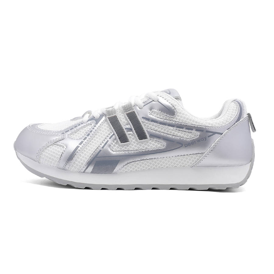 DEERWAY Low top Casual Shoes Women's White Silver
