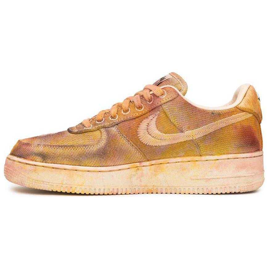 Nike Stussy x Nike Air Force 1 Low Hand Dyed 'New York Cushioning, Wear Resistant Low top Casual Shoes Unisex Brown
