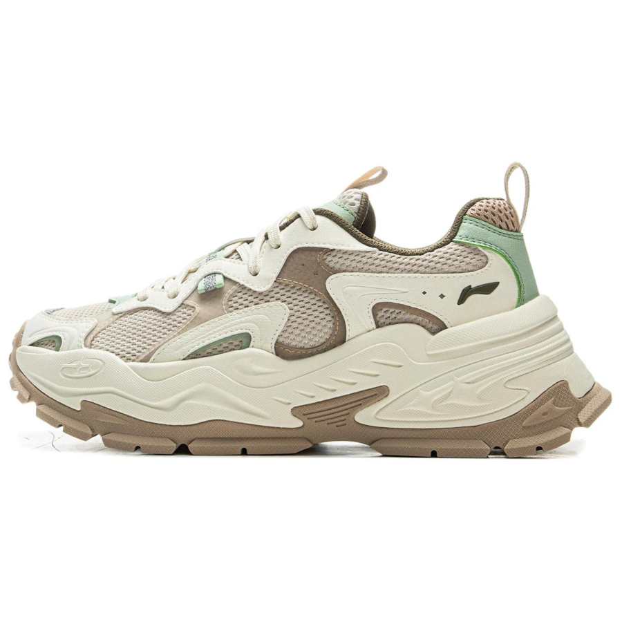 Li-Ning Li Ning Star Cushioning Slip Resistant Abrasion Resistant Coverage Low top Casual Shoes Women's Beige Brown