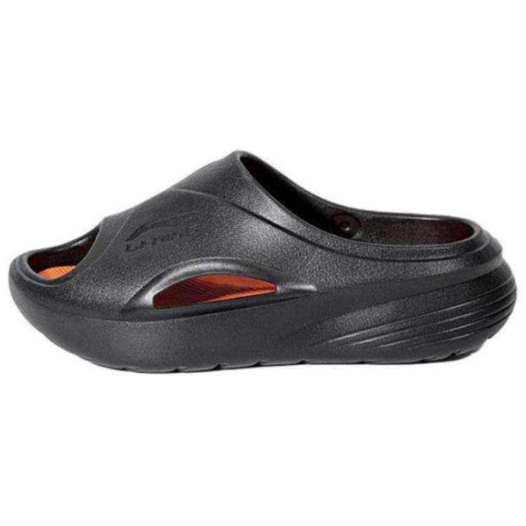 Li-Ning Li Ning Comfortable And Trendy Slip Resistant Abrasion Resistant Slide Slippers Men's Black Orange