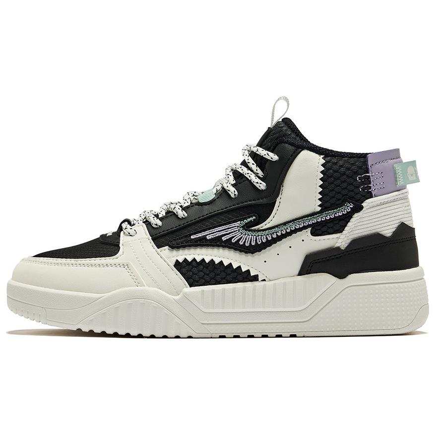 Erke Abrasion Resistant Breathable Mid top Casual Shoes Women's Black White