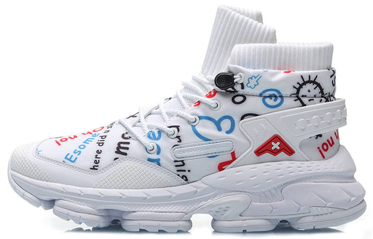 Li-Ning Li Ning CF Countflow AMMO Cushioning Slip Resistant Abrasion Resistant High top Casual Shoes Men's White Red Blue
