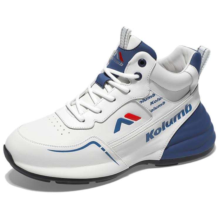 KOLUMB Slip Resistant, Abrasion Resistant, Height Increasing High top Casual Shoes Men's White Blue