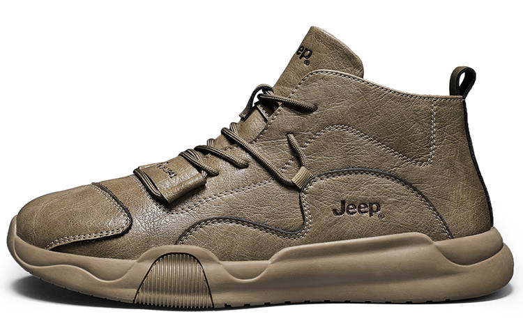 Jeep Cow Split Leather Abrasion Resistant Mid Top Casual Shoes Fashion Thermal Combat Boots Men's