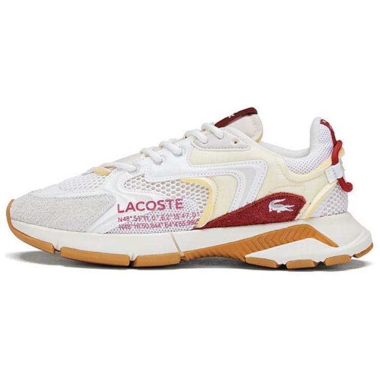 LACOSTE L003 Neo Cow Split Leather Low top Casual Shoes Men's White Red