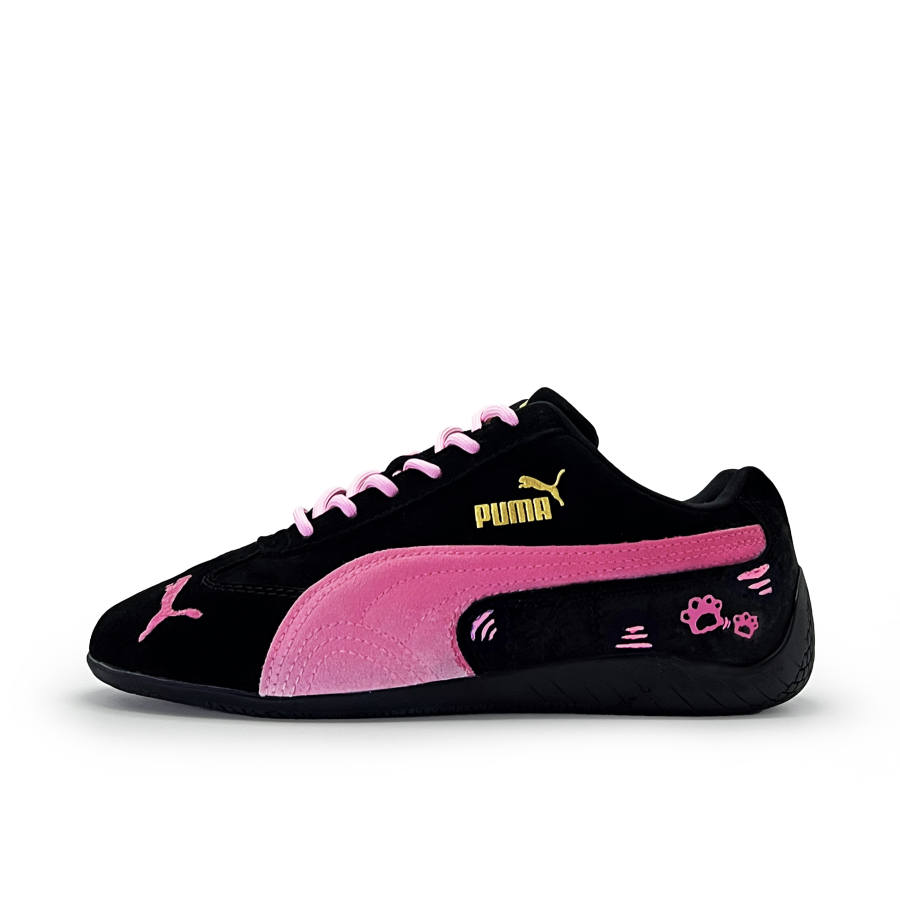 PUMA Speedcat Leopard Meowth Pu Abrasion Resistant Abrasion Resistant Low top Casual Shoes Unisex Black