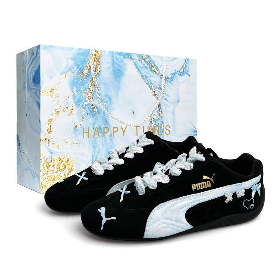 PUMA Speedcat Suede Abrasion Resistant Lightweight Low top Casual Shoes Unisex Black Blue