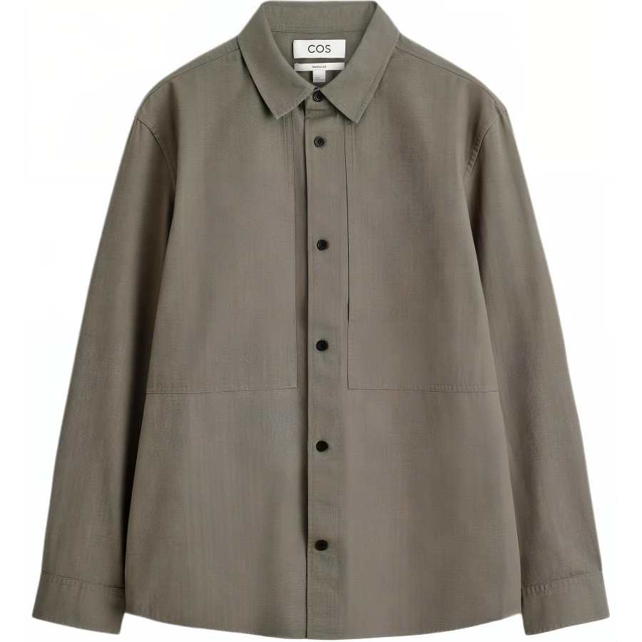 COS COS Shirts Men's Dark Khaki Pointed Collar Moderate