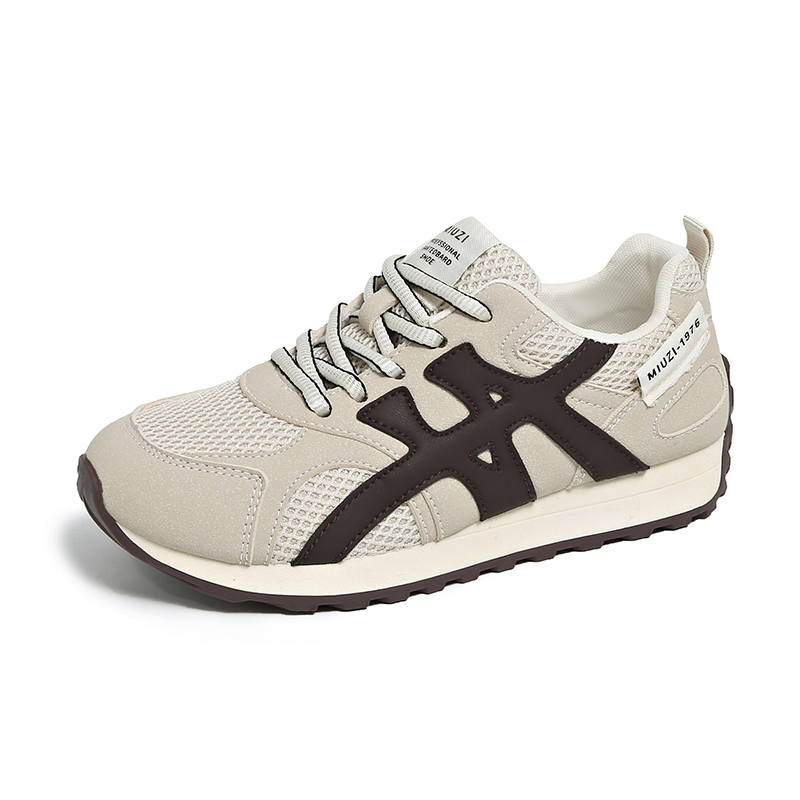 TONYBEAR Casual Shoes Women's Mid Top Beige Brown/Yellow/Angora Red