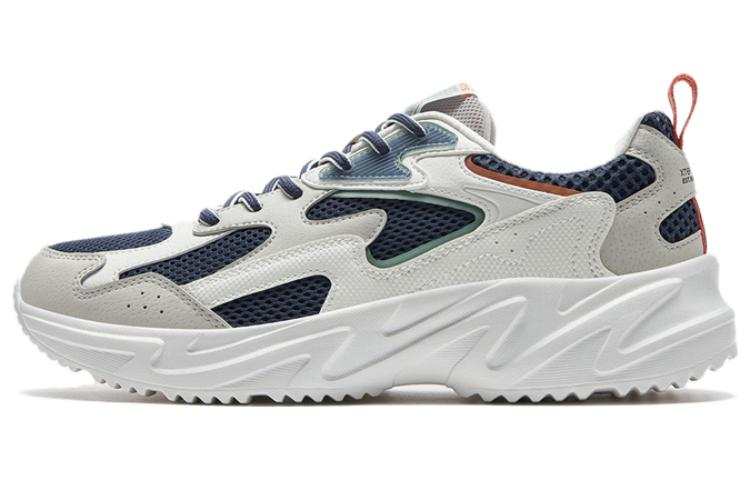 XTEP Ruyi Textile, Synthetic Leather Slip Resistant Abrasion Resistant Low top Sports Casual Shoes Men's Gray Blue