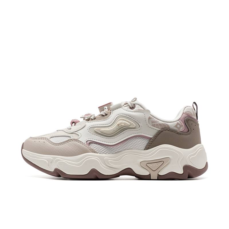 XTEP Slip Resistant Abrasion Resistant Low top Casual Shoes Women's Beige Brown Pink