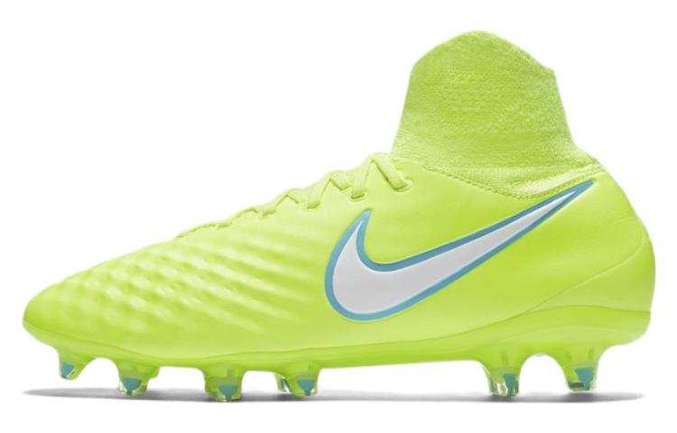 Nike Nike FG Firm Ground Leather Cushioning Slip Resistant Abrasion Resistant Soccer Shoes Men's Neon Yellow