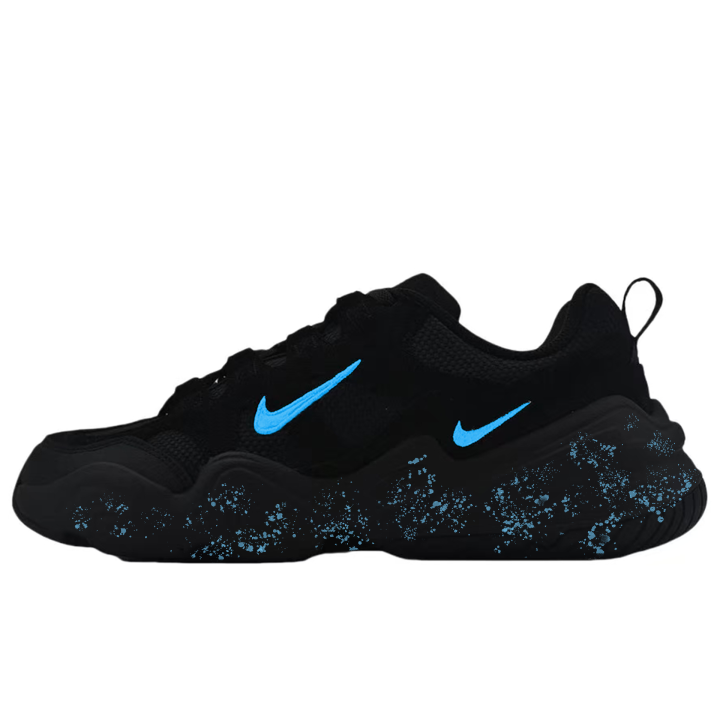 Nike Nike Tech Hera Blue Hook Ink Splatter Breathable And Lightweight Low top Casual Shoes Unisex Black Blue