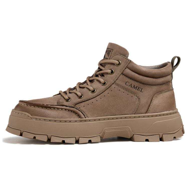 CAMEL Cow Leather Slip Resistant Abrasion Resistant Mid top Casual Shoes Men's