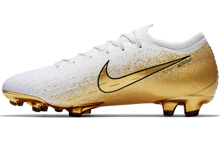 Nike Nike Mercurial Vapor 12 FG Firm Ground Abrasion Resistant Breathable Soccer Shoes Men's White Gold