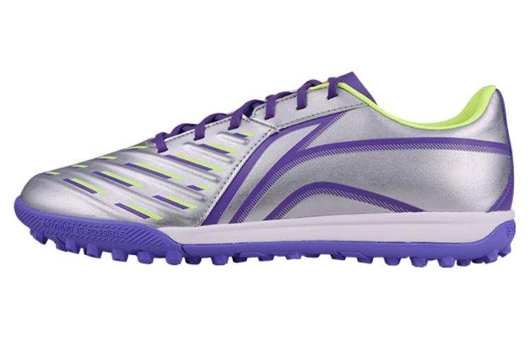 Li-Ning Li Ning TF Turf Synthetic Leather Cushioning, Wear Resistant Soccer Shoes Men's Silver Purple