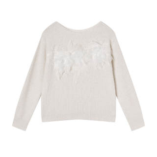 XIANGYING Knitwear Women's Heron White Boat Neck Moderate Other
