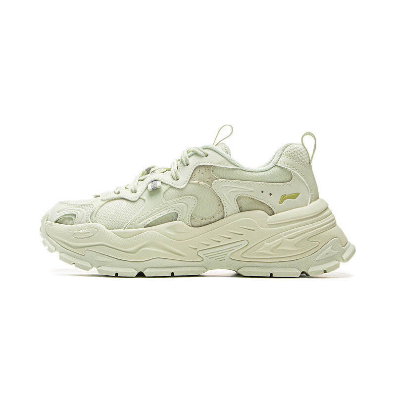 Li-Ning DISHINIWANJUZONGDONGYUAN x Li Ning Star Slip Resistant Abrasion Resistant Low top Casual Shoes Women's Light Green