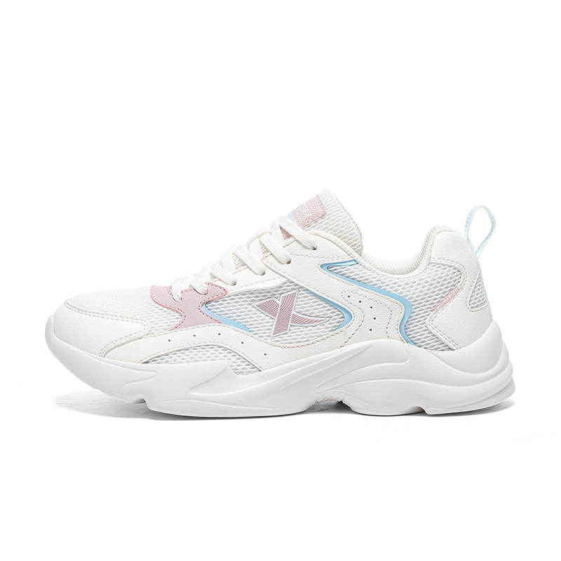 XTEP Slip Resistant Lightweight Abrasion Resistant Low top Casual Shoes Women's White Pink