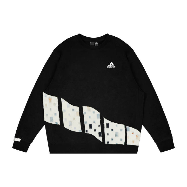 Adidas Adidas Extraordinary Block Patchwork Arts Pattern Fleece Lined Long Sleeved Sweatshirt Unisex