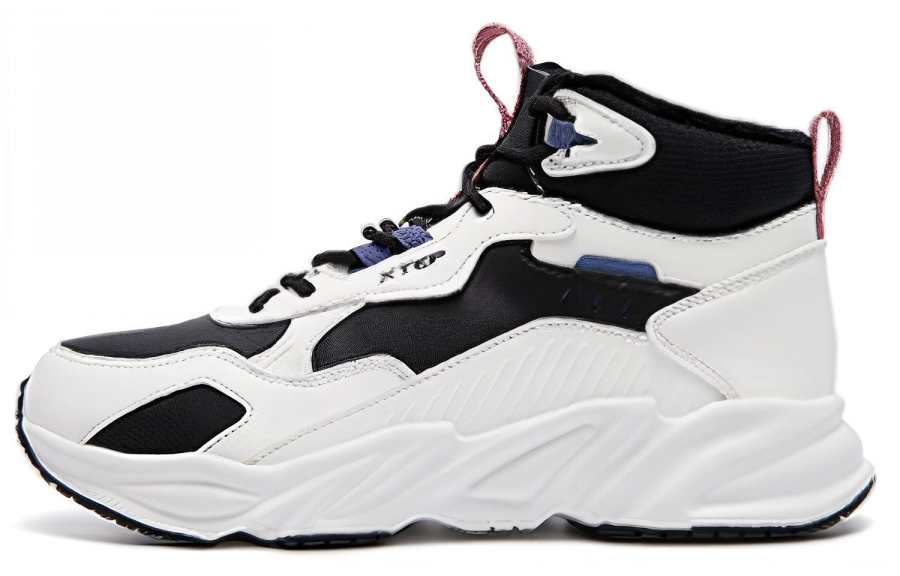 XTEP Cushioning Slip Resistant Abrasion Resistant Thermal High top Casual Shoes Women's Black White