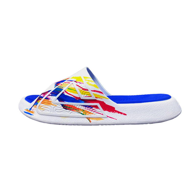 PEAK Basketball Culture Collection Slip Resistant Abrasion Resistant Slide Slippers Men's White Blue