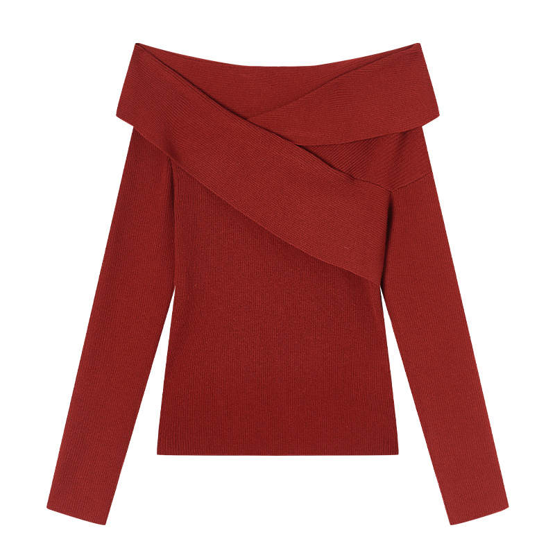 XIANGYING Knitwear Women's Red Boat Neck Moderate Other