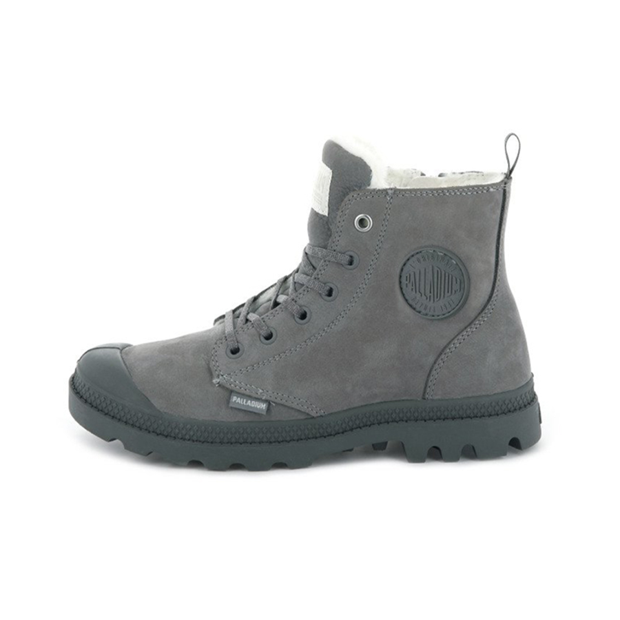 Palladium Pampa Short Combat Boots Women's Stone Gray