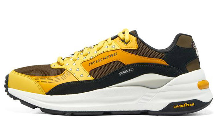 Skechers Global Jogger Textile, Leather Sports Low top Casual Shoes Men's Black Yellow Brown Zenitsu Agatsuma