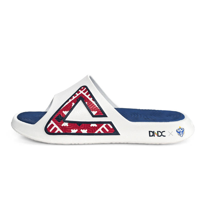 PEAK PEAK State Pole Leather Patchwork Slip Resistant Abrasion Resistant Cushioning Slide Slippers Men's White Blue Red