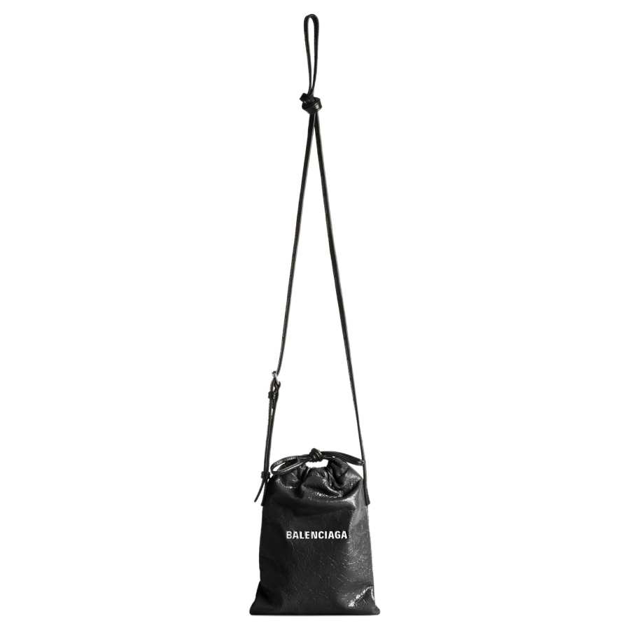 Balenciaga Sheepskin Cell Phone Pouch Men's Black