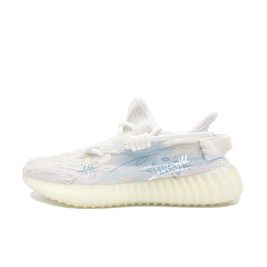 Adidas Originals Yeezy Boost 350 V2 Blue Mist Love Letter Abrasion Resistant Low top Casual Shoes Unisex Blue
