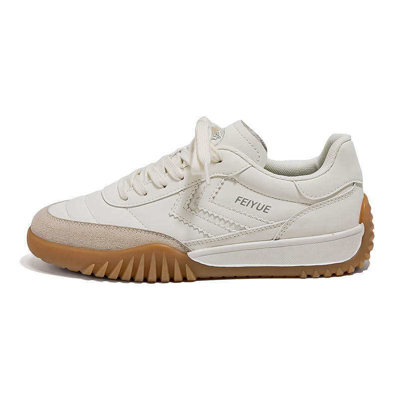 FEIYUE Synthetic Leather Wear-resistant And Lightweight Low-top Casual Shoes Women's Beige